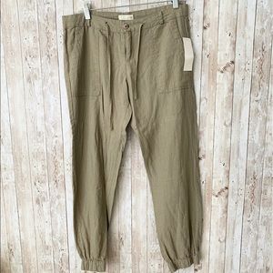 JustLiving Green Linen Jogger Pants